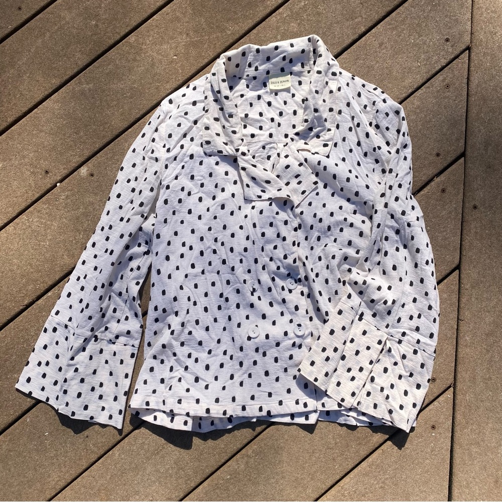 ZULU & ZEPHYR airy cotton double-breasted shirt jacket, Sz L, 100% cotton EUC
